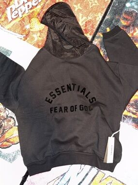 Fear of God Jet Black Nylon Fleece Hoodie